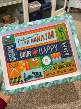 Welcome to Hamilton Decorative Tin Tray - Teal & Multi